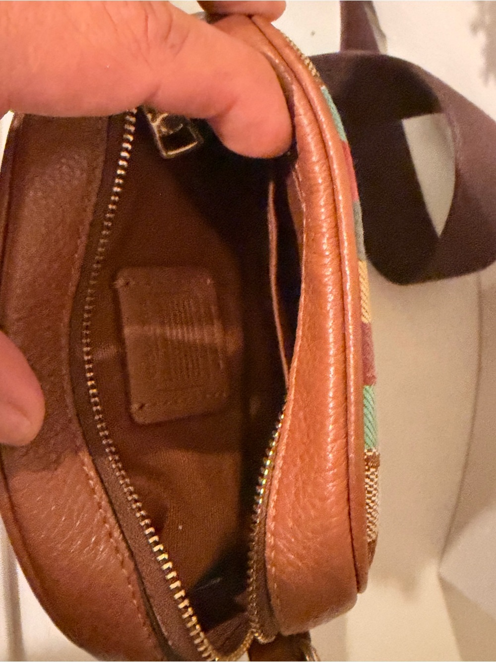 Coach Brown Signature Stripe Crossbody Camera Bag - Picture 6 of 10
